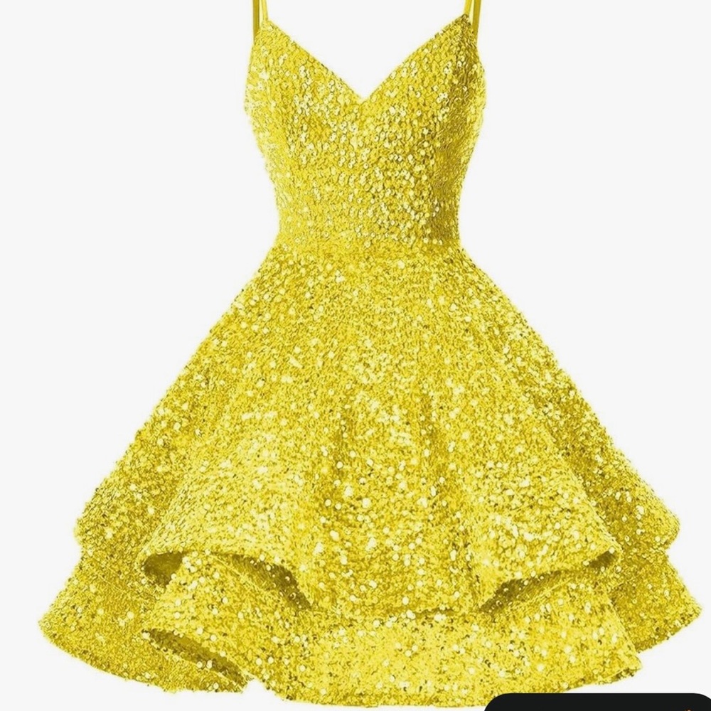 Radiant Yellow Sequin Midi Dress - Picture 6 of 7